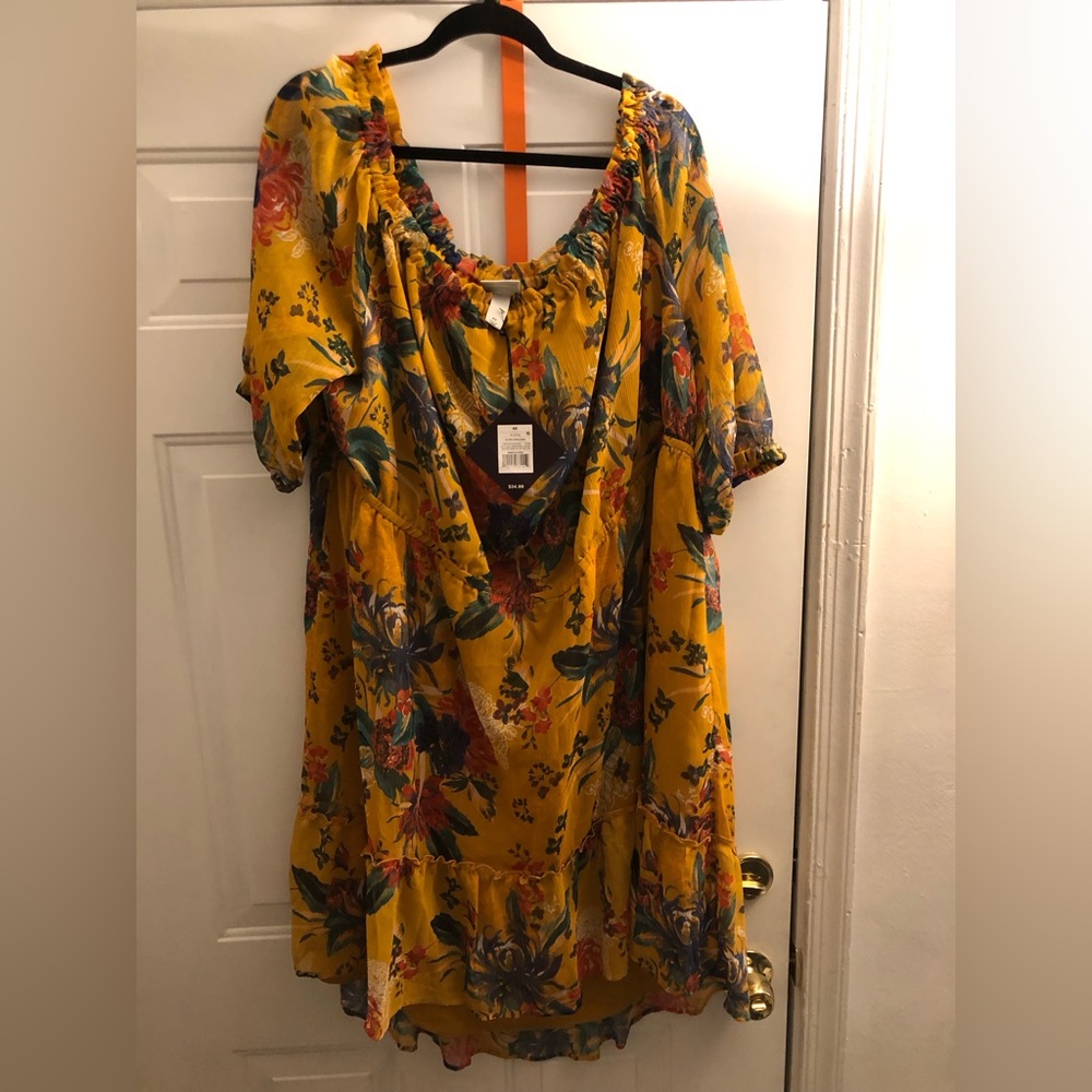 Ava & Viv Mustard Floral Dress